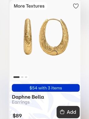Daphne Bella Gold Engraved Hoop Earrings